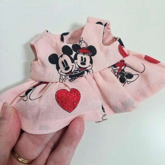 Disney Mickey Minnie Glitter Heart Handmade Dress Metallic Bow for Labubu - Picture 4 of 5
